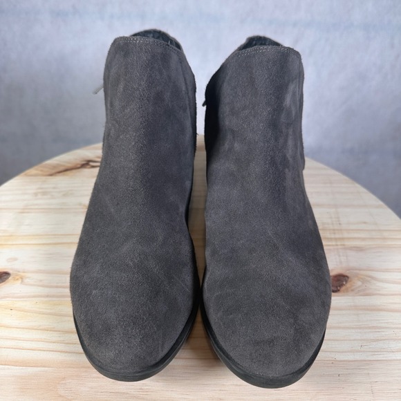 Lucky Brand Basel Suede Ankle Boots Womens 10M Grey Good Low Block Heel Bootie - Picture 9 of 15